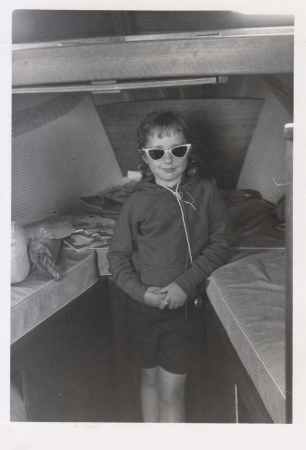 Photograph of the artist as a child on the boat