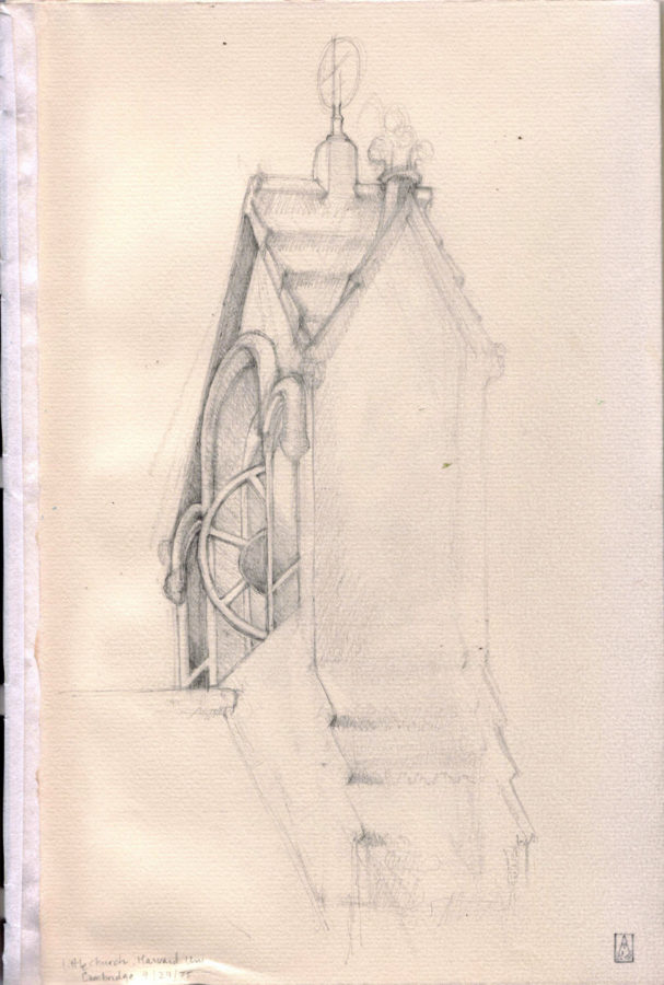 Sketch of church in Cambridge, Mass 1975